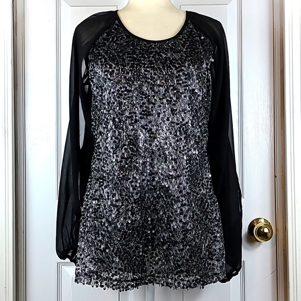 Badgley Mischka Sequined Blouse